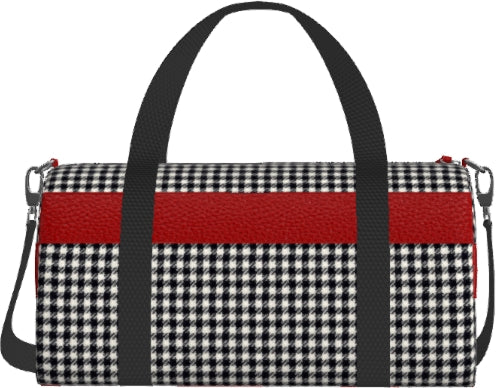 Gym Duffle - Houndstooth Red Full Grain