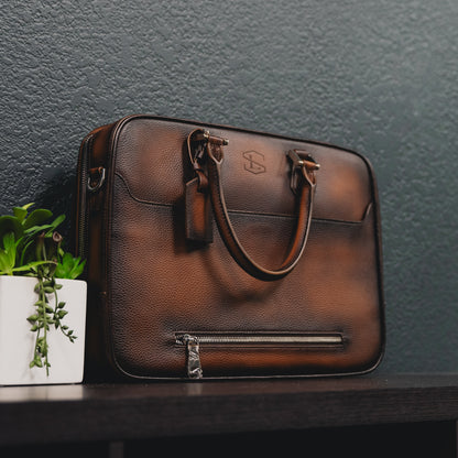 Burnished Saddle Briefcase